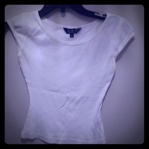 White ABS Allen Schwartz Ladies Cap Sleeved T Shir